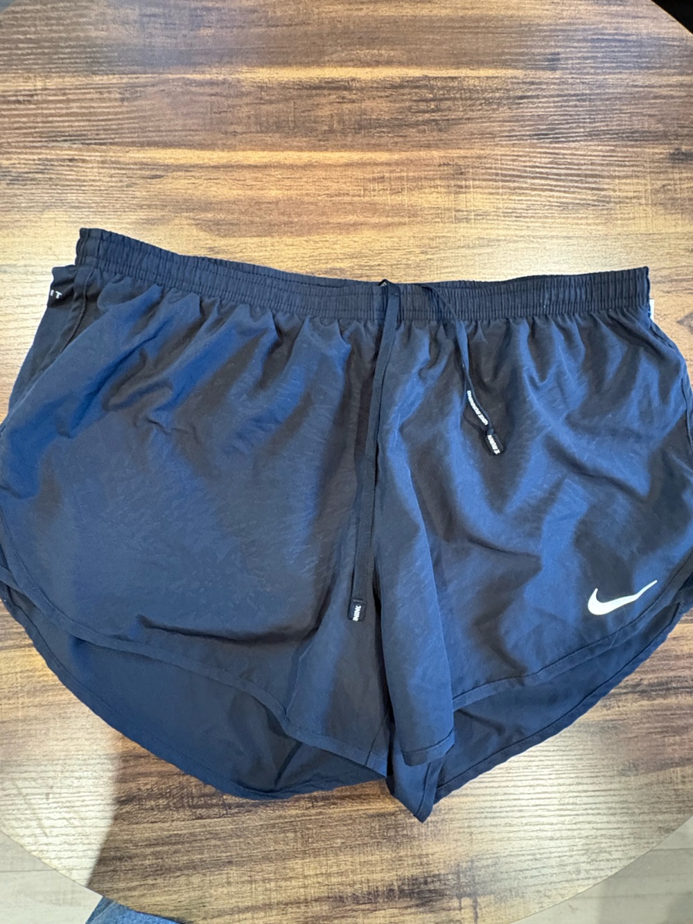 Nike Men's Navy Blue Athletic Shorts with White Swoosh
